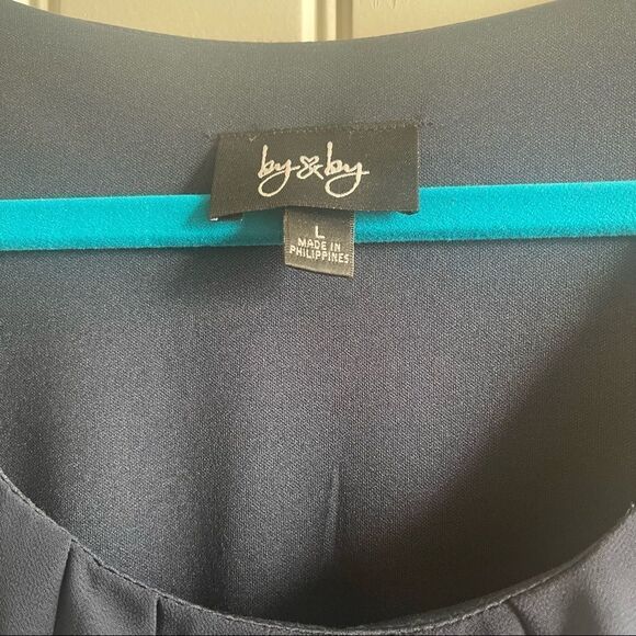 By & By Navy Fit & Flare Midi Dress with Gold Belt; SZ Large; BNWT - Picture 5 of 10